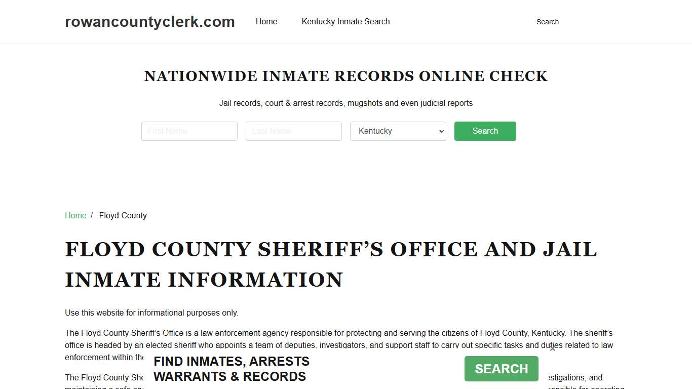 Floyd County Sheriff, KY, Jail Inmate Search, Recent Arrests